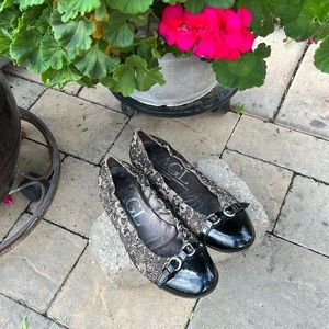 AGL brown and black buckle ballet flats 37.5